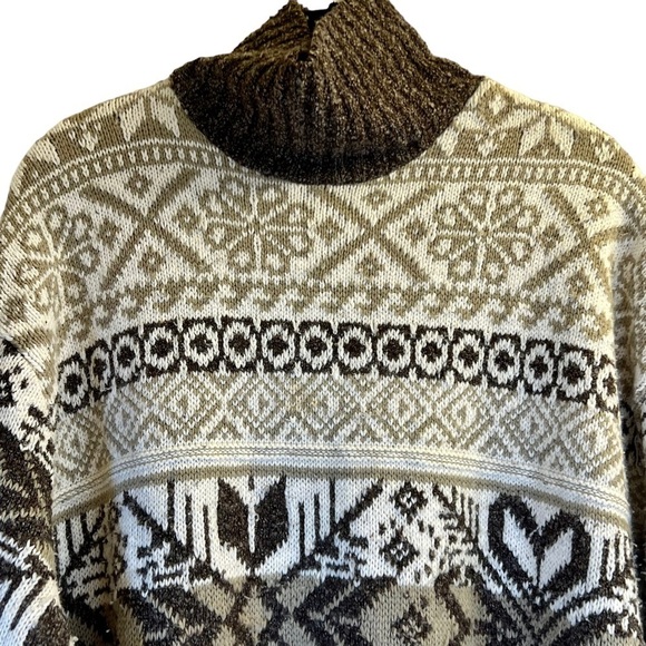Vintage Women's Sweater L Brown Turtleneck Loose Fitting - Picture 7 of 16